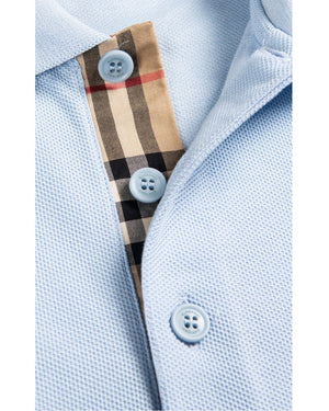 Burberry Branded Circle Logo Sky Blue Polo Shirt - Style Centre Wholesale