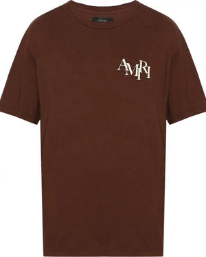Amiri Staggered Logo Brown T-Shirt XXL