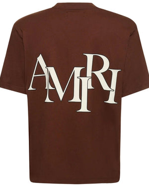 Amiri Staggered Logo Brown T-Shirt XXL