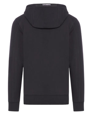 C.P. Company Diagonal Raised Fleece Pocket Lens Black Hoodie