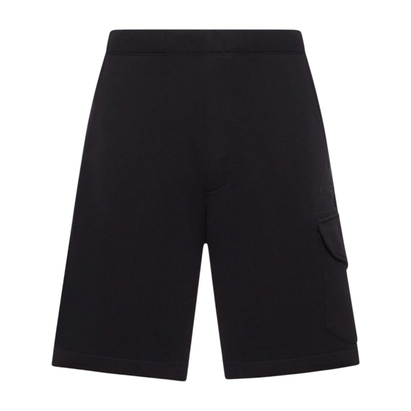 C.P. Company C.P. Company Diagonal Raised Embroidered Logo Black Shorts — buy online at Garment Vault