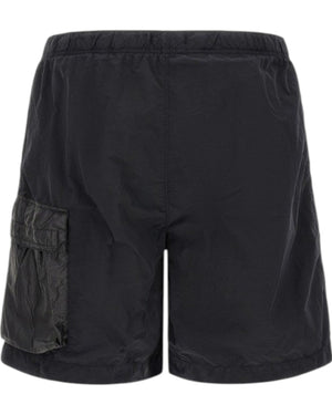 C.P. Company Flatt Nylon Mixed Lens Black Cargo Shorts