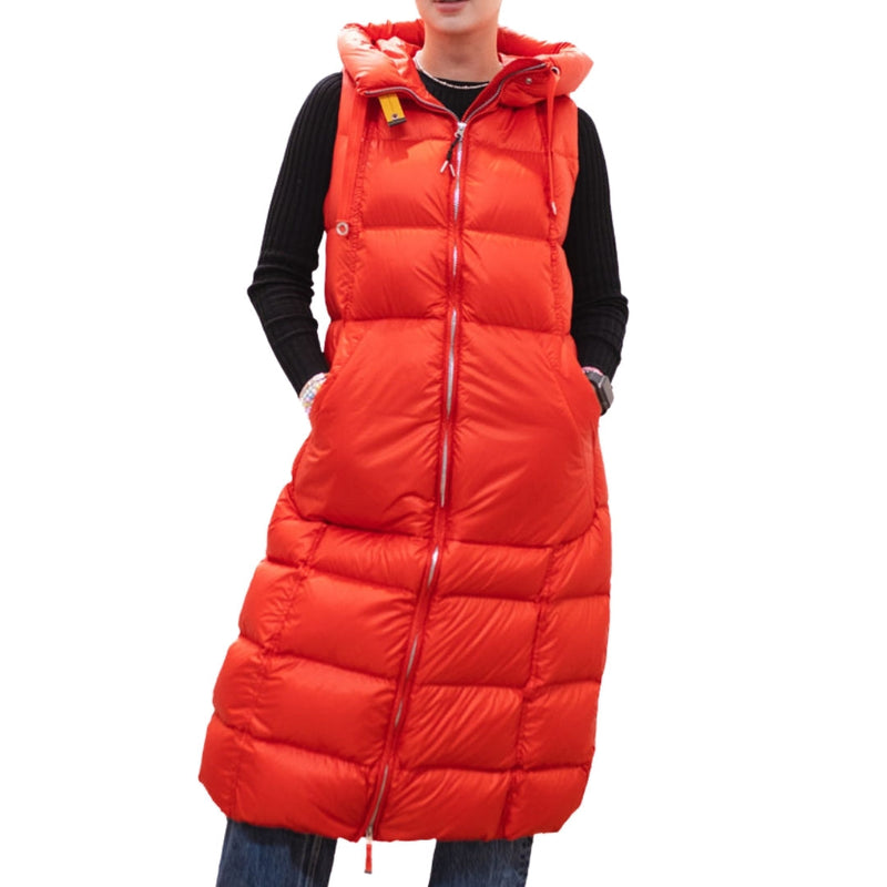 Parajumpers Parajumpers Elver Red Long Down Vest Jacket — buy online at Garment Vault