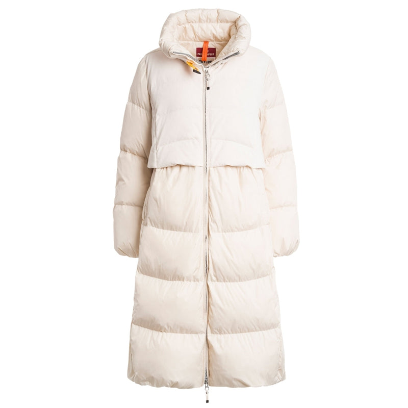 Parajumpers Parajumpers Comfort Fit Eyma White Long Down Jacket — buy online at Garment Vault