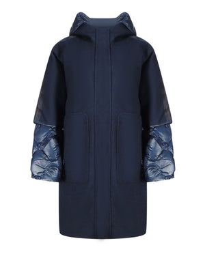 Parajumpers Joy Navy Blue Oversize Long Hooded Down Jacket S