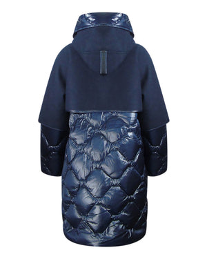 Parajumpers Joy Navy Blue Oversize Long Hooded Down Jacket S