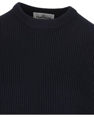 Stone Island Full Rib RWS Wool Navy Sweatshirt
