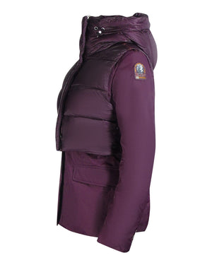 Parajumpers Layla Fig Purple Hooded Down Jacket S