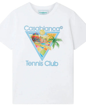 Casablanca Printed  T-Shirt Afro Cubism Tennis Club White  T-Shirts Mens