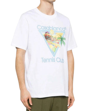 Casablanca Printed  T-Shirt Afro Cubism Tennis Club White  T-Shirts Mens