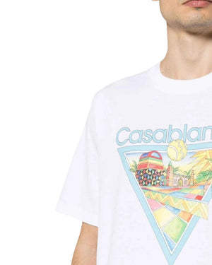Casablanca Printed  T-Shirt Afro Cubism Tennis Club White  T-Shirts Mens