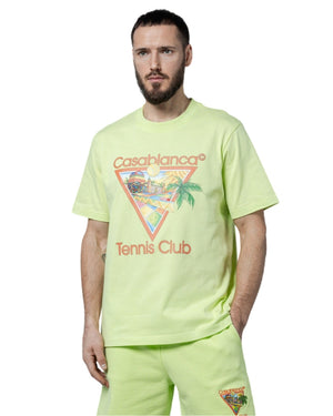 Casablanca Printed  T-Shirt Afro Cubism Tennis Club Pale Green  Green  T-Shirts Mens