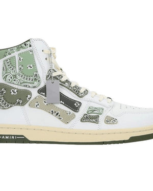 Amiri Bandana Skel Top High Top Olive Green Sneakers UK 6