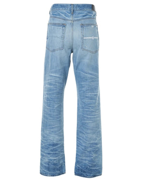 Amiri Aloha Patch Straight Fit Faded Indigo Blue Denim Jeans W30 L32 / 32L
