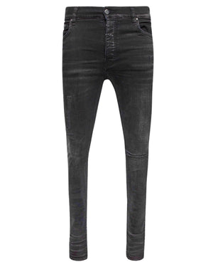 Amiri Slim Fit Distressed Amiri Logo Aged Black Denim Jeans W31 L32 / 32L