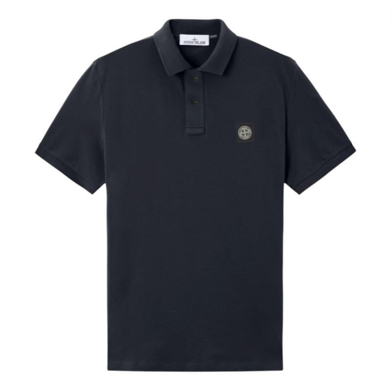 Stone Island Stone Island Organic Cotton Elastane Pique Navy Polo Shirt — buy online at Garment Vault