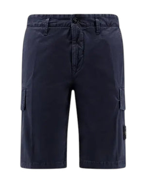Stone Island Stretch Twill Blue Cargo Bermuda Shorts