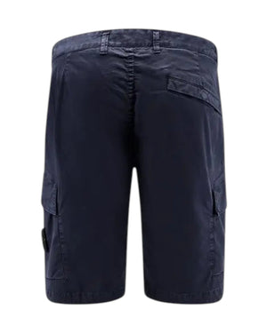 Stone Island Stretch Twill Blue Cargo Bermuda Shorts