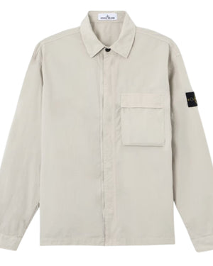 Stone Island Stretch Cotton Paracadute Pearl Grey Overshirt