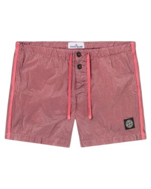 Stone Island Crinkled Nylon Geranium Pink Swim Shorts