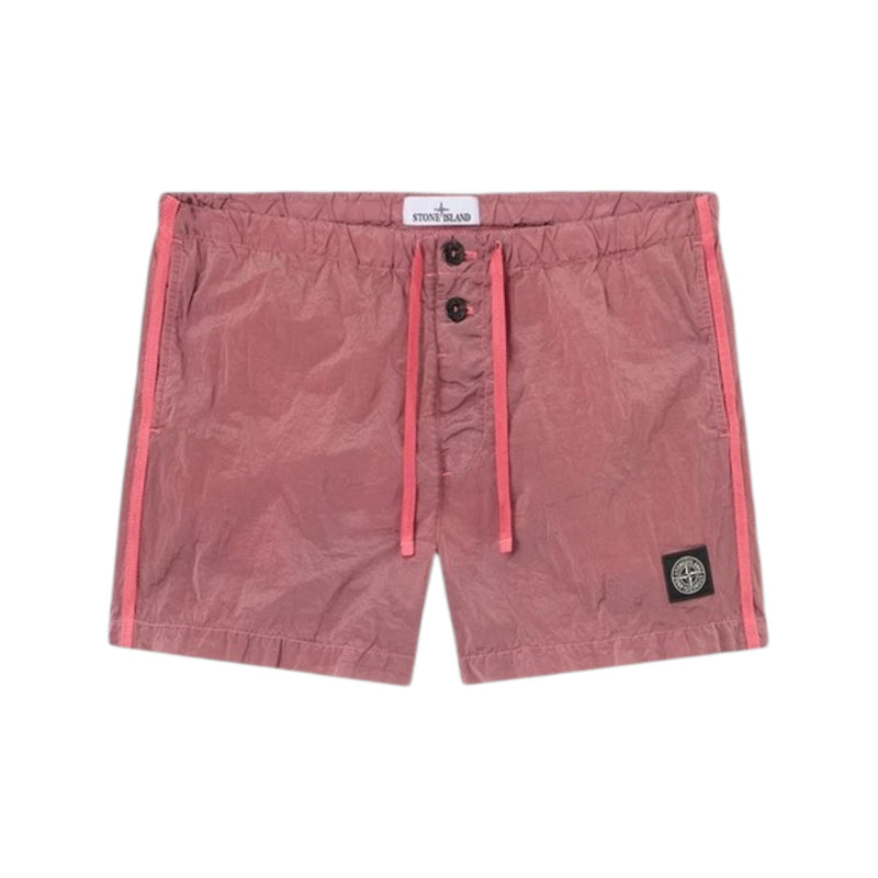 Stone Island Crinkled Nylon Geranium Pink Swim Shorts