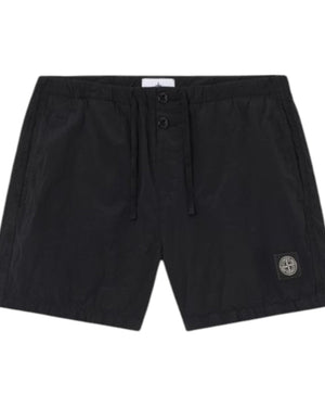 Stone Island Crinkled Nylon Black Swim Shorts