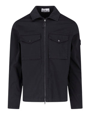 Stone Island Raso Cotton Black Overhsirt