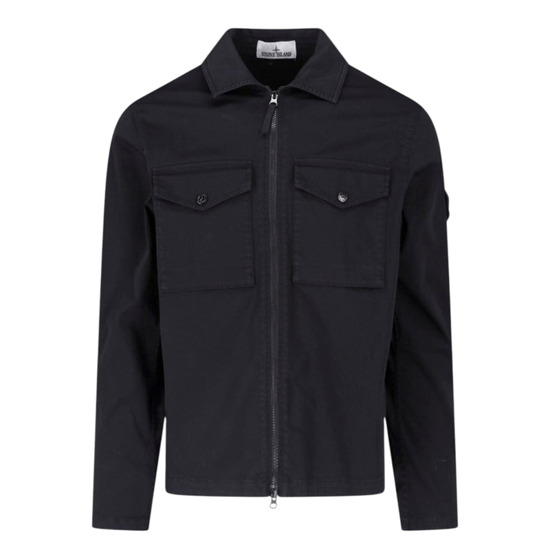 Stone Island Stone Island Raso Cotton Black Overhsirt — buy online at Garment Vault