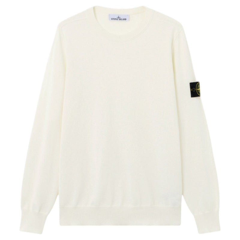 Stone Island Stone Island Soft Organic Cotton Ribbed Neckline Ivory Sweatshirt — buy online at Garment Vault