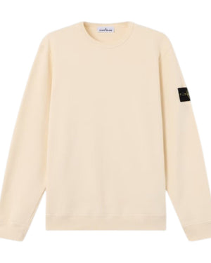 Stone Island Brushed Cotton Ivory White Sweatshirt