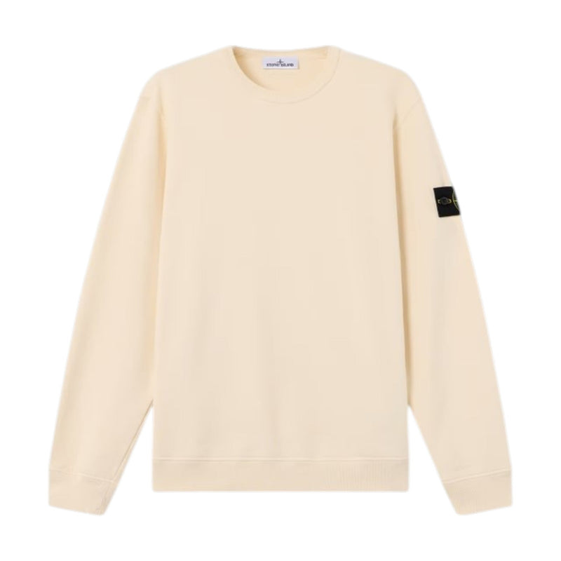 Stone Island Brushed Cotton Ivory White Sweatshirt