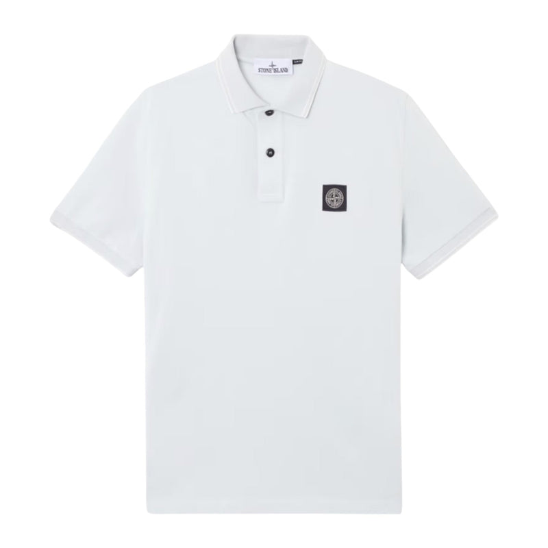Stone Island Stone Island Organic Cotton Elastane Pique Sky Blue Polo Shirt — buy online at Garment Vault