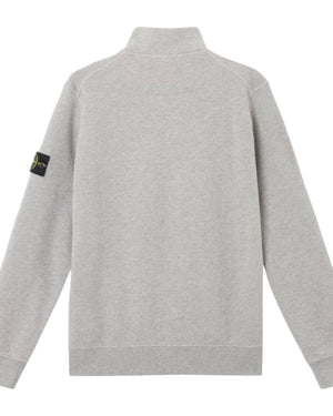 Stone Island 1/4 Zip Grey Ribbed Collar Sweatshirt