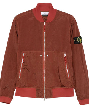 Stone Island Orange Nylon Metal Bomber Jacket