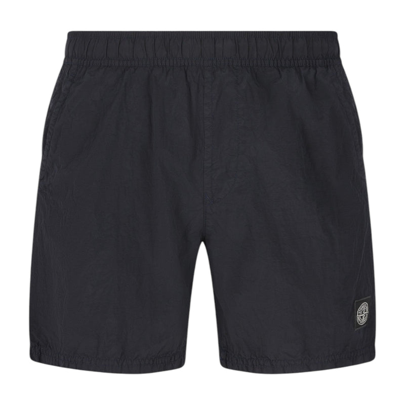 Stone Island TEST COPY Stone Island Crinkled Nylon Black Swim Shorts — buy online at Garment Vault