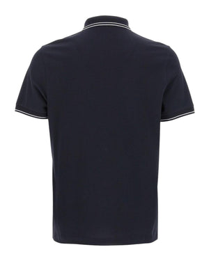 Stone Island Organic Cotton Elastane Pique Navy Polo Shirt