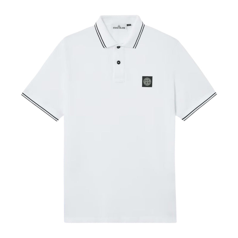 Stone Island Stone Island Organic Cotton Elastane Pique White Polo Shirt — buy online at Garment Vault