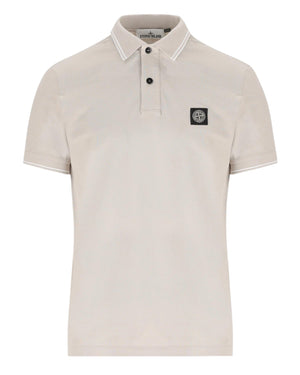 Stone Island Pique Cotton Pearl Grey Polo Shirt