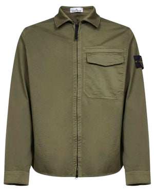 Stone Island Zip-Up Green Overshirt