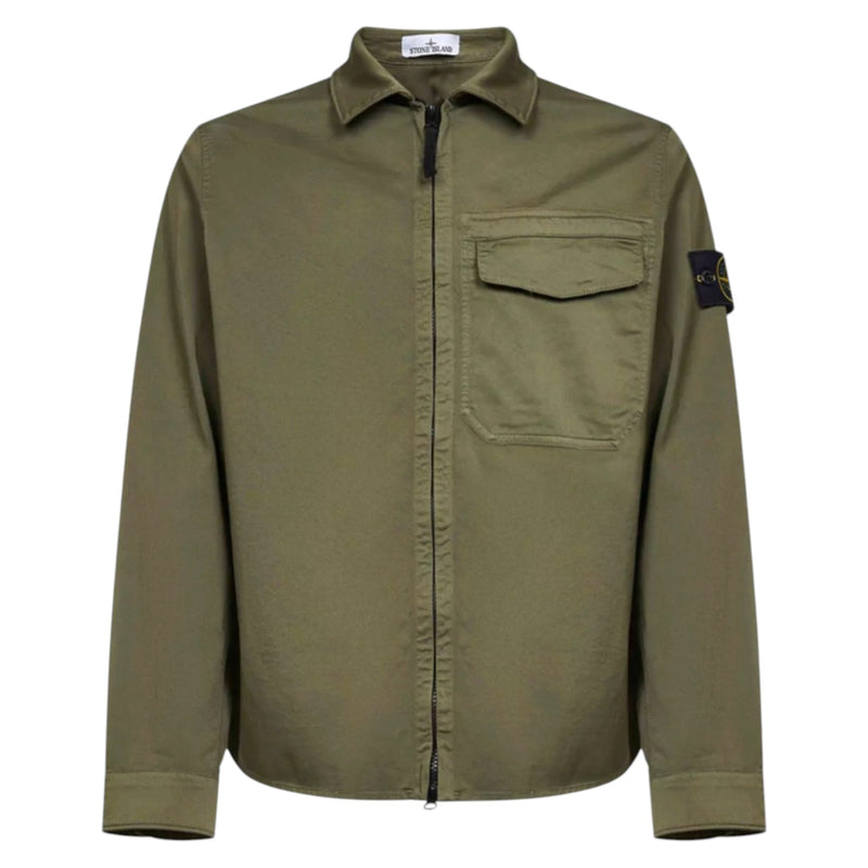 Stone Island Stone Island Zip-Up Green Overshirt — buy online at Garment Vault