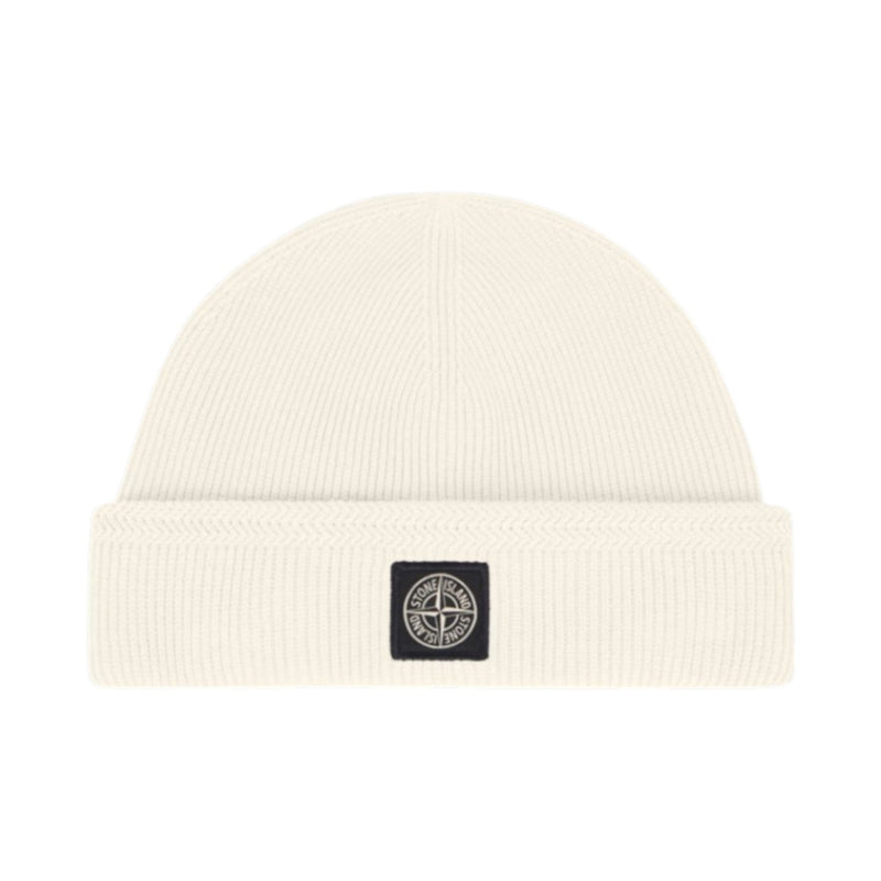 Stone Island Stone Island Ribbed Organic Cotton Beige Beanie Hat — buy online at Garment Vault