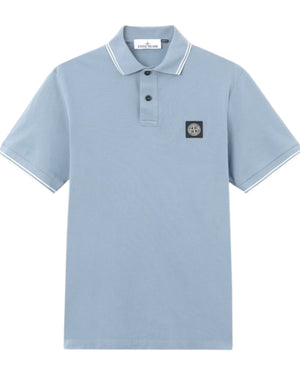 Stone Island Pique Cotton Avio Blue Polo Shirt