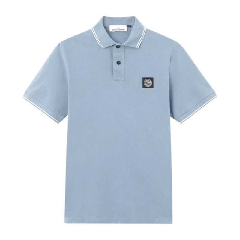 Stone Island Pique Cotton Avio Blue Polo Shirt