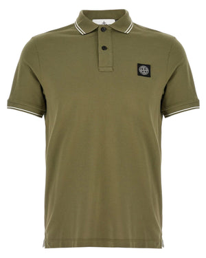 Stone Island Pique Cotton Khaki Green Polo Shirt