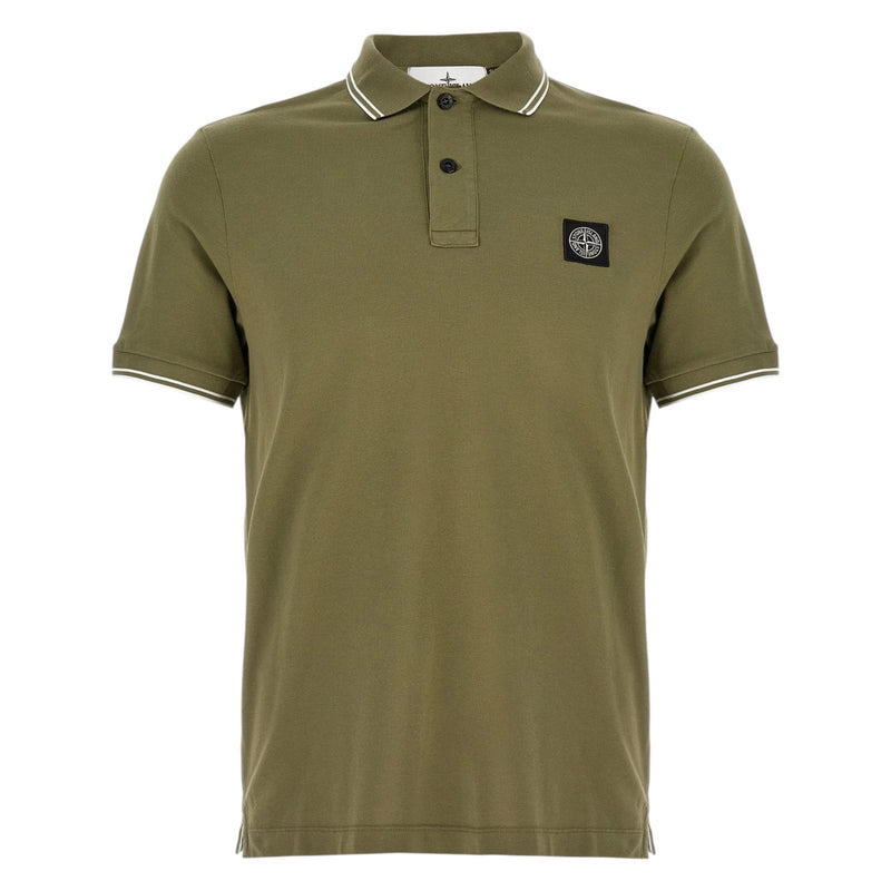 Stone Island Stone Island Pique Cotton Khaki Green Polo Shirt — buy online at Garment Vault