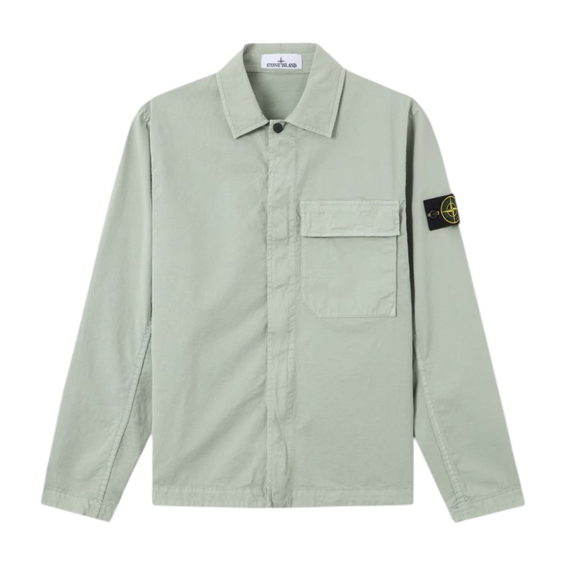 Stone Island Stone Island Organic Twill Sage Green Overhsirt — buy online at Garment Vault