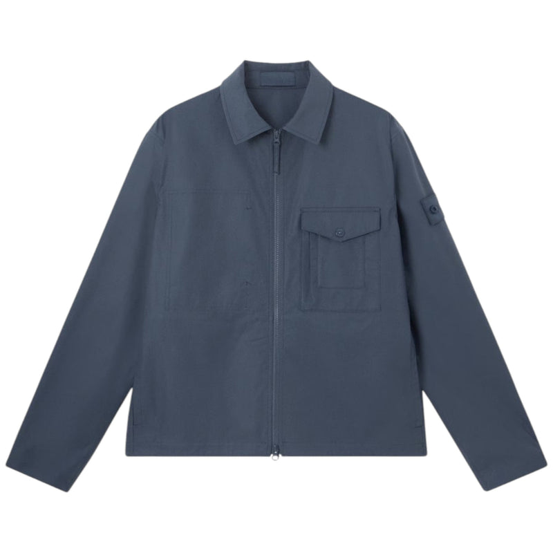 Stone Island Stone Island All-Weather Cotton Canvas S.I. Ghost Slate Blue Overshirt — buy online at Garment Vault