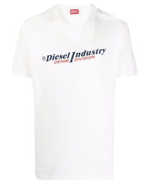 Diesel Industry Denim Logo White T Shirt