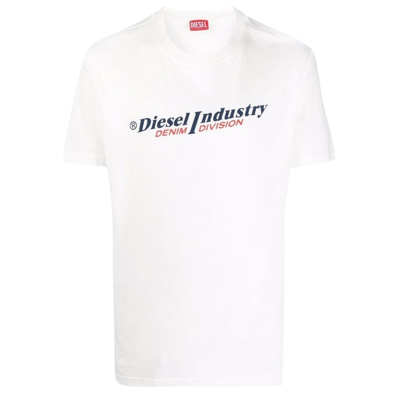Diesel Industry Denim Logo White T Shirt