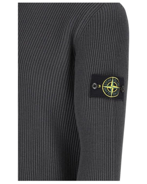 Stone Island Lead Grey Full Rib Wool Turtleneck Sweatshirt